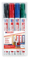 edding 3000 permanent marker - 4 stuks - zwart/blauw/rood/groen - ronde punt 1,5-3 mm - sneldrogende permanent marker - water- en wrijfvast - voor karton, kunststof, hout, metaal - universele marker - Alcoholstift