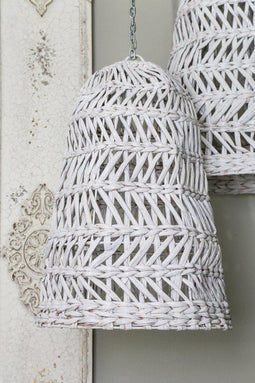 PTMD Kaj wit geweven sisal raffia lampenkap - 45 x 45 x 63 - wit