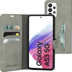 Mobiparts Samsung Galaxy A53 5G - Wallet Hoesje - Eco Leer - Grijs