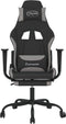 vidaXL - Gamestoel - met - voetensteun - stof - zwart - en - lichtgrijs