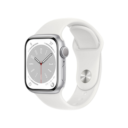 Apple Watch Series 8 - Smartwatch - GPS + Cellular - 41mm - Aluminium - Sportbandje Zilver (Wit)