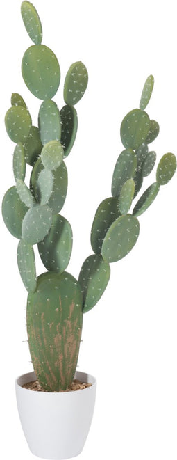J-Line kunstplant Cactus + Pot - kunststof - groen/wit - extra large