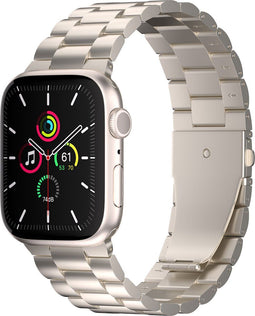 imoshion Stalen bandje - Geschikt voor Apple Watch 1, 2, 3, 4, 5, 6, 7, 8, 9, 10 (42 mm), SE - 38/40/41 mm - Sterrenlicht - One Size
