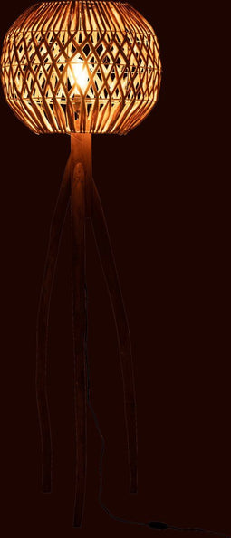 J-Line vloerlamp Rond - bananenbladeren/hout - naturel