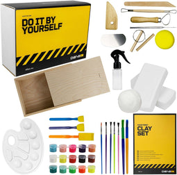 DIBYS BOETSEERSET VOOR KINDEREN WITTE KLEI + GEREEDSCHAP