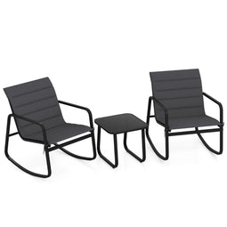 Coast Bistroset - 3-Delige Schommelstoelen met Tafel 73x61x79 cm - Grijs/Zwart