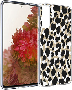 iMoshion Hoesje Geschikt voor Samsung Galaxy S21 Hoesje Siliconen - iMoshion Design hoesje - Goud / Zwart / Golden Leopard