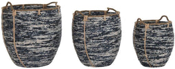 Basket spelset DKD Home Decor Wit Zwart Plastic Boho 56 x 56 x 60 cm 52 x 52 x 60 cm