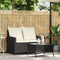 vidaXL - Tuinbank - 2-zits - met - kussens - & - tafel - poly - rattan - zwart