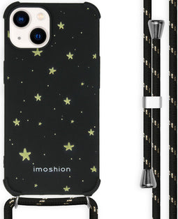 iMoshion Hoesje Geschikt voor iPhone 14 Hoesje Met Koord - iMoshion Design Hoesje met Koord - Goud / Stars Gold