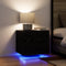 vidaXL - Nachttafels - met - LED - Verlichting - Wandgemonteerd - 2 - stuks - Zwart - Eiken