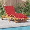vidaXL - Opvouwbare - Zonnebank - met - Wielen - & - Kussen - Rood - Massief - Hout - Acacia