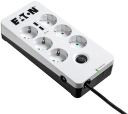 Eaton PB6UD - Beveiligde stekkerdoos - 6x Geaarde stekkers en 2x USB - Wit