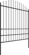vidaXL - Tuinhek - met - speren - bovenkant - (1,75-2)x5,1 - m - staal - zwart