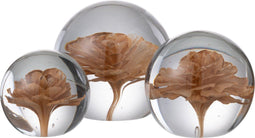 J-Line presse-papier - bloem - glas - bruin - large