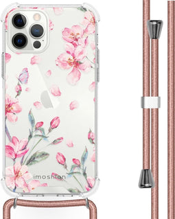 iMoshion Hoesje Geschikt voor iPhone 12 Pro / 12 Hoesje Met Koord - iMoshion Design Hoesje met Koord - Roze / Transparant / Blossom Watercolor