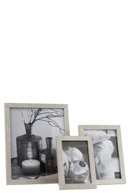 J-Line fotolijst - fotokader Glitter - hout - zilver - large - 2 stuks