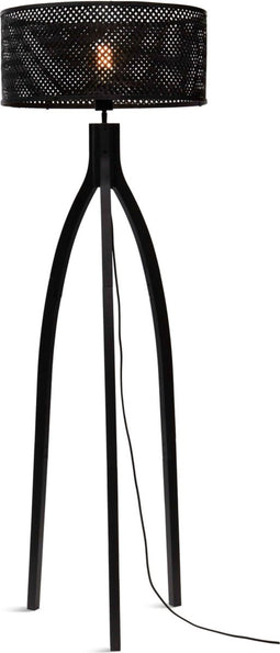 GOOD&MOJO Vloerlamp Java - Bamboe Zwart - 50x50x145cm - Driepoot - - Staande lampen voor Woonkamer - Slaapkamer
