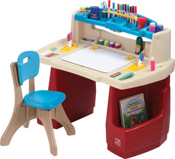 Step2 Deluxe Art Master Bureau met stoel voor kinderen - Creatieve Kinder Werkplek - Kinderbureau met Verlichting - Creativiteitstafel met opbergruimte - Activiteitentafel