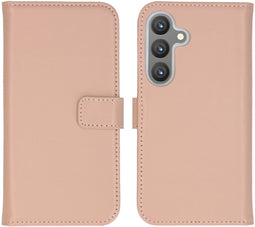 Selencia Samsung Galaxy S24 - Echt Lederen Bookcase - 3 Pashouders - Dusty Pink