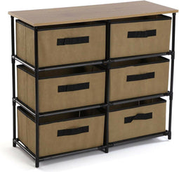 Multifunctionele ladekast Versa Beige Hout Staal Textiel Melamine 30 x 68 x 75,6 cm