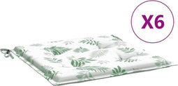 vidaXL - Stoelkussens - 6 - st - bladpatroon - 40x40x3 - cm - stof