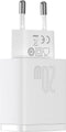 Baseus CCXJ-B02 - Compact Oplader - 20W Snelladen met USB-A en USB-C - Wit