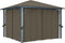 vidaXL - Prieel - met - gordijn - en - LED-lichtslinger - 3x3 - m - aluminium - taupe