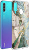 iMoshion Hoesje Geschikt voor Huawei P30 Lite Hoesje Siliconen - iMoshion Design hoesje - Wit / Zwart / Shattered Beige Marble