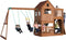 Backyard Discovery Hill Crest Speeltoestel - Speeltoren met Schommels, Glijbaan, Zandbak en Klimwand - Speelhuis met verdieping van hout voor de tuin / buiten