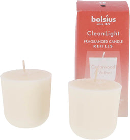 Bolsius - Clean Light - Geurkaars - Navulling - 2 stuks per verpakking - Cedarwood & Vertiver