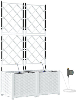 vidaXL - Tuinplantenbakken - met - Water - Irrigatiesysteem - - - 2 - stuks - - - Wit