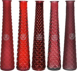 Decoris Vaas Recycled Glas - Kerstversiering - Ø7x32 cm Rood