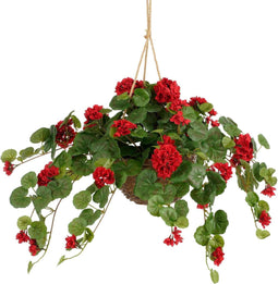 Mica Decorations Kunstplant Gernium - 60x70x33 cm - Polyester - Rood