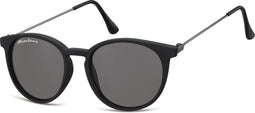 Montana S33 - Ronde Retro Style Zonnebril - UV400 Grijze Lenzen - Zwart