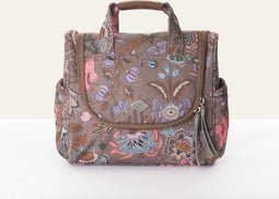 Oilily Amelie Sits bloemenprint Toilettas met haak Elmwood Waterdicht met Spiegeltje bruin