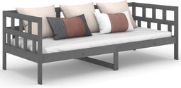 vidaXL - Slaapbank - massief - grenenhout - grijs - 90x190 - cm