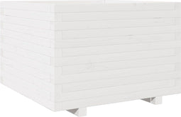 vidaXL - Plantenbak - 70x70x49,5 - cm - massief - grenenhout - wit