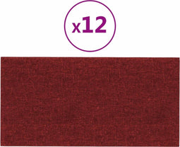vidaXL - Wandpanelen - 12 - st - 2,16 - m² - 60x30 - cm - stof - wijnrood