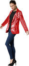 Dressforfun Paillettenjas dames - Kostuum - Glanzende pailletten - Rood XXL