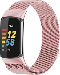 imoshion Milanees magnetisch bandje - Geschikt voor Fitbit Charge 6, Charge 5 - Roze - S