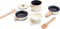 New Classic Toys® Metalen Pannenset - 7-delige Set met Vergiet en Houten Kookgerei - Gebroken Wit (7-delige set)
