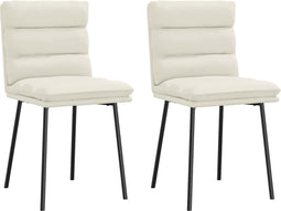 vidaXL - Eetkamerstoelen - 2 - st - fluweel - crèmekleurig