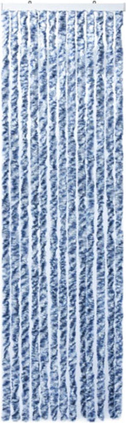 vidaXL - Vliegengordijn - 56x200 - cm - chenille - blauw - en - wit
