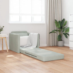vidaXL - Vloersofa - Enkel - Converteerbaar - Velvet - 74x77x81 - cm - Lichtgrijs