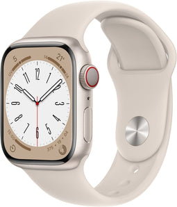 Apple Watch Series 8 - Smartwatch - GPS + Cellular - 41mm - Aluminium - Sportbandje Wit
