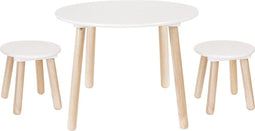 Jabadabado speelgoed kindertafel met twee krukjes naturel Wit
