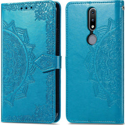 iMoshion Hoesje Geschikt voor Nokia 2.4 Hoesje Met Pasjeshouder - iMoshion Mandala Bookcase - Turquoise