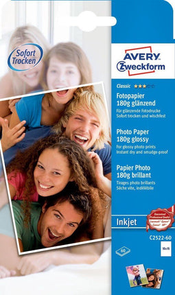 Avery-Zweckform Classic Photo Paper Inkjet C2522-60 Fotopapier 10 x 15 cm 180 g/m² 60 vellen Glanzend