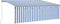vidaXL - Luifel - handmatig - uittrekbaar - met - rolgordijn - LED - 4x3 - m - blauw - wit